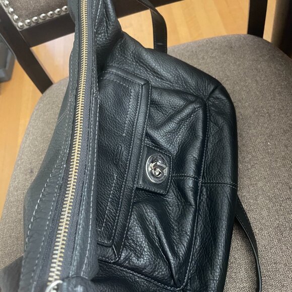 Coach Penelope Black Pebbled Leather Shoulder Bag F19045 - Picture 10 of 13